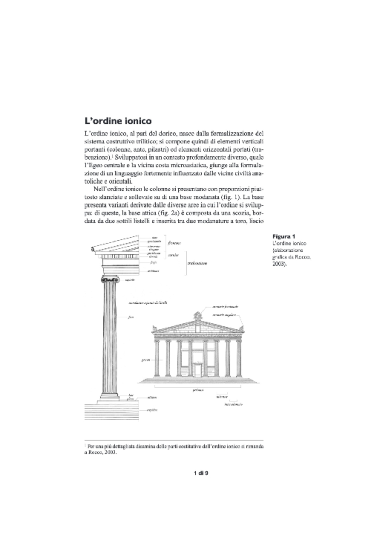 L'ordine Ionico - Archeologia Classica - Studocu