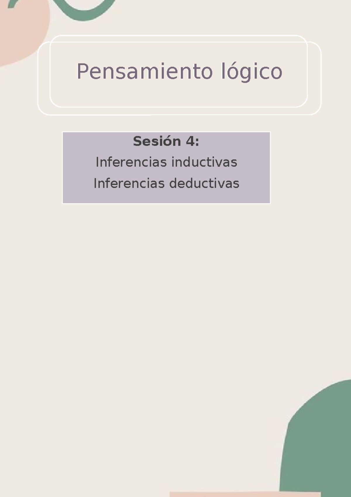 Pensamiento Logico 1 - Pensamiento Lógico Sesión 4: Inferencias ...