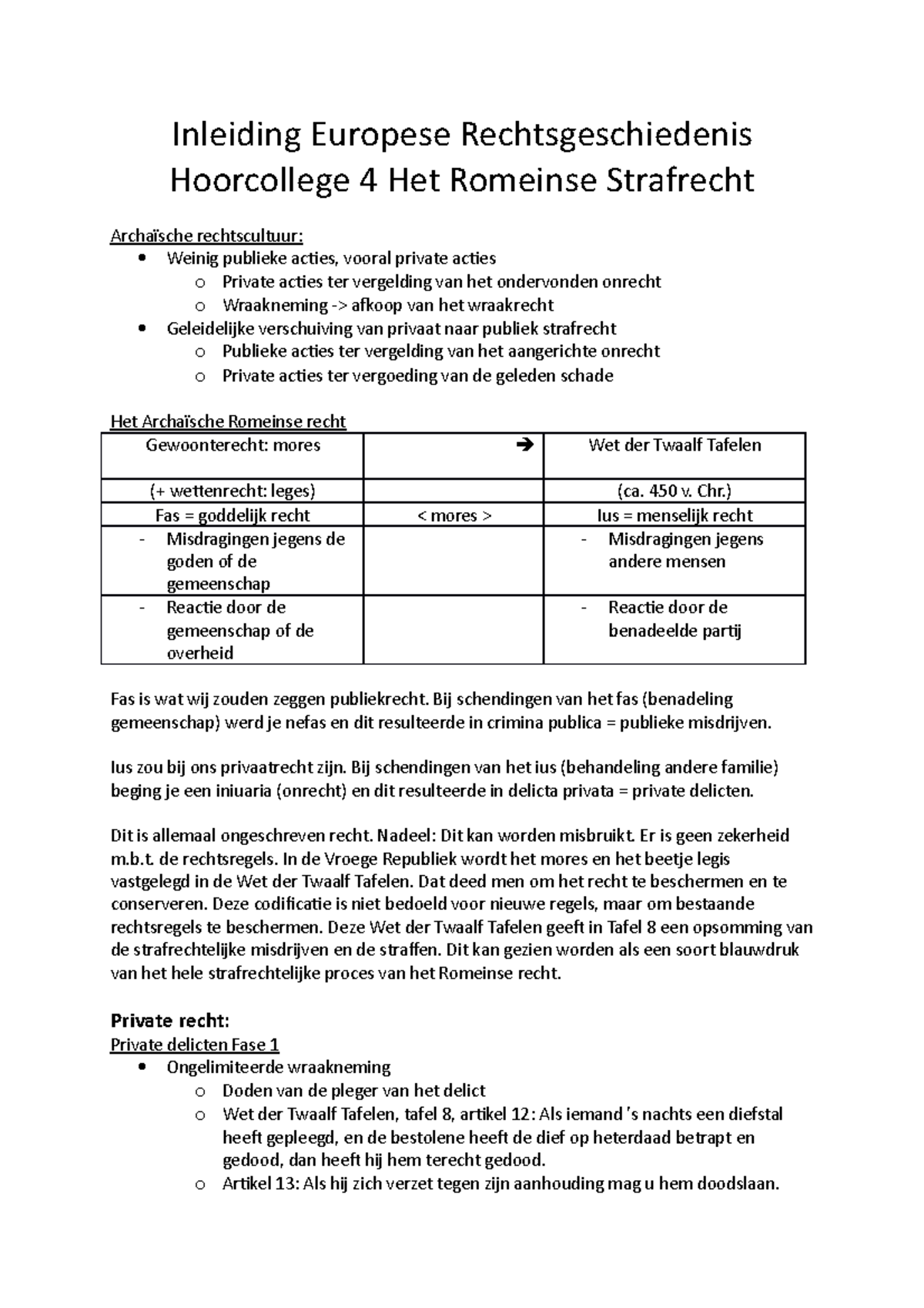 Europese Rechtsgeschiedenis Hoorcollege 4 - 450 V. Chr.) Fas ...