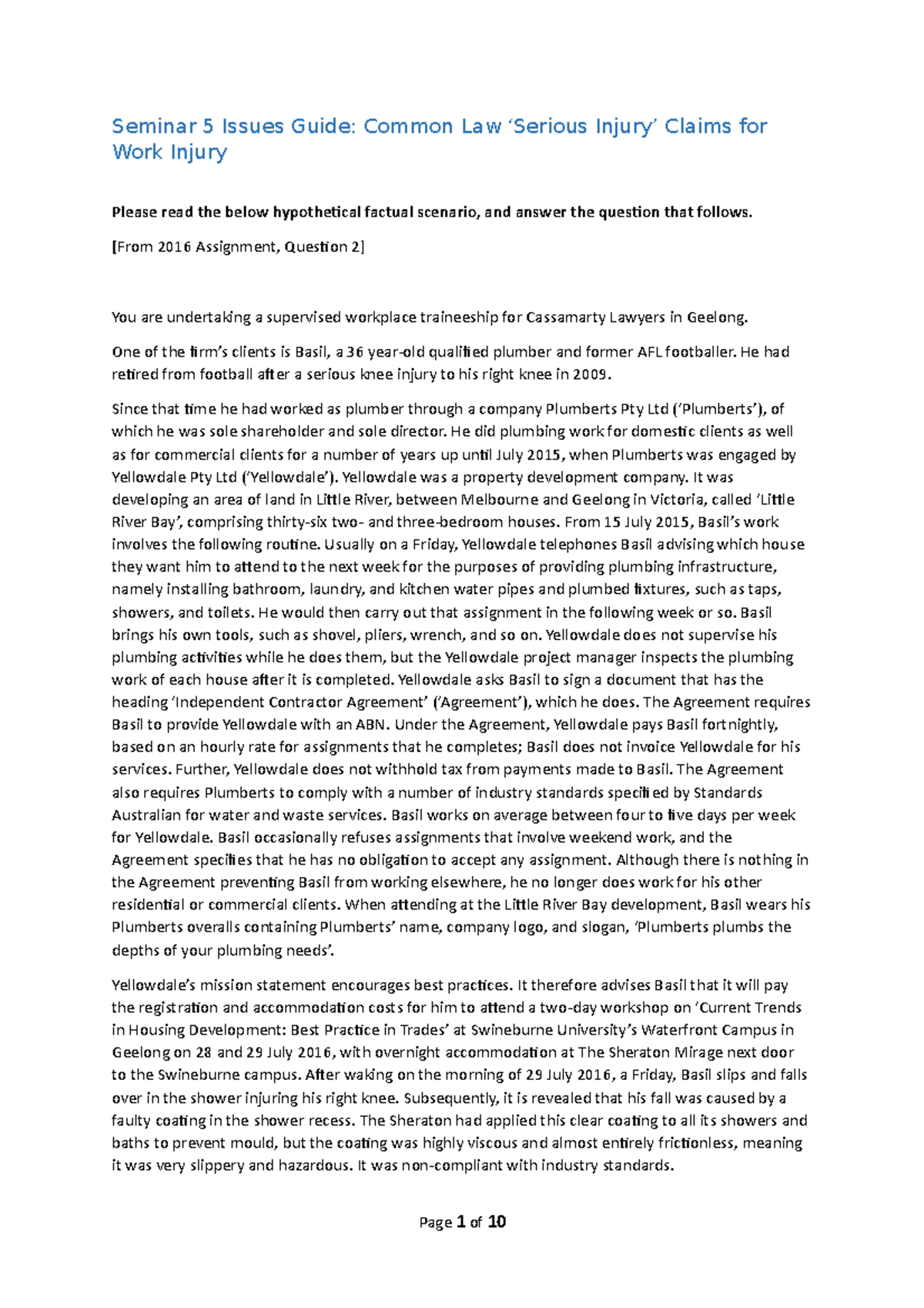 Seminar 5 Issues Guide updated T2 2022 - Seminar 5 Issues Guide: Common ...