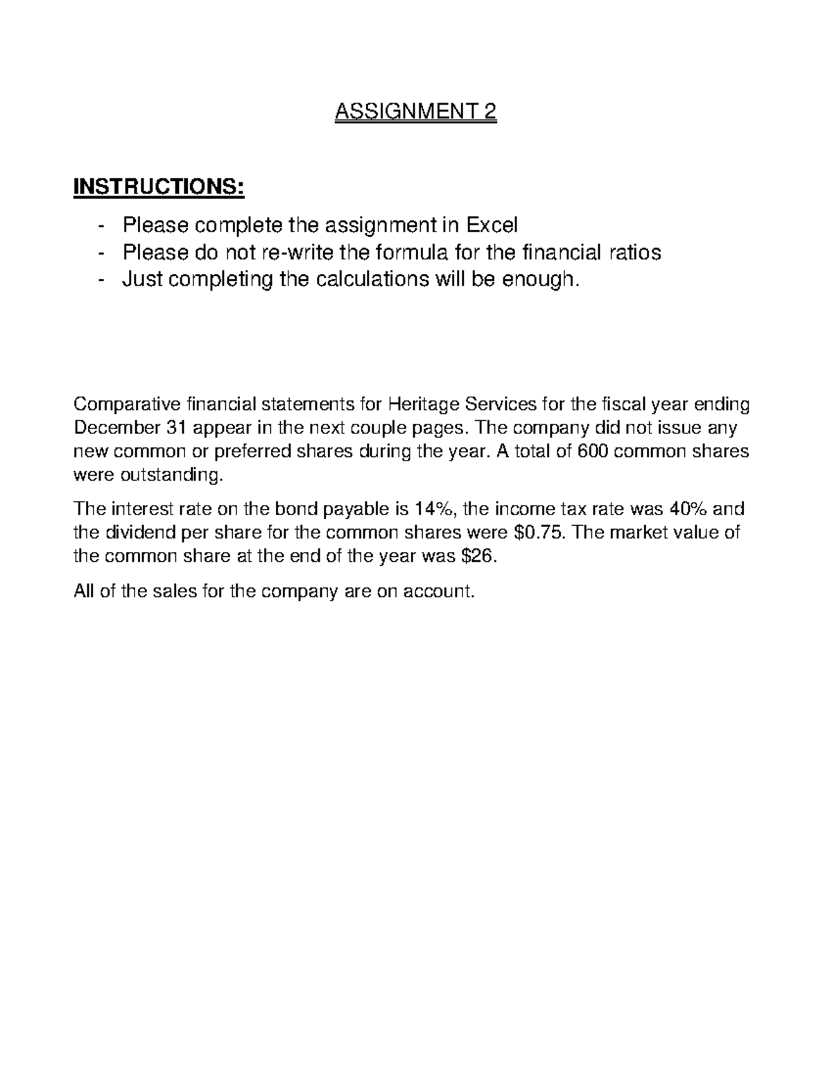 corporate finance assignment 2 financial statement analysis