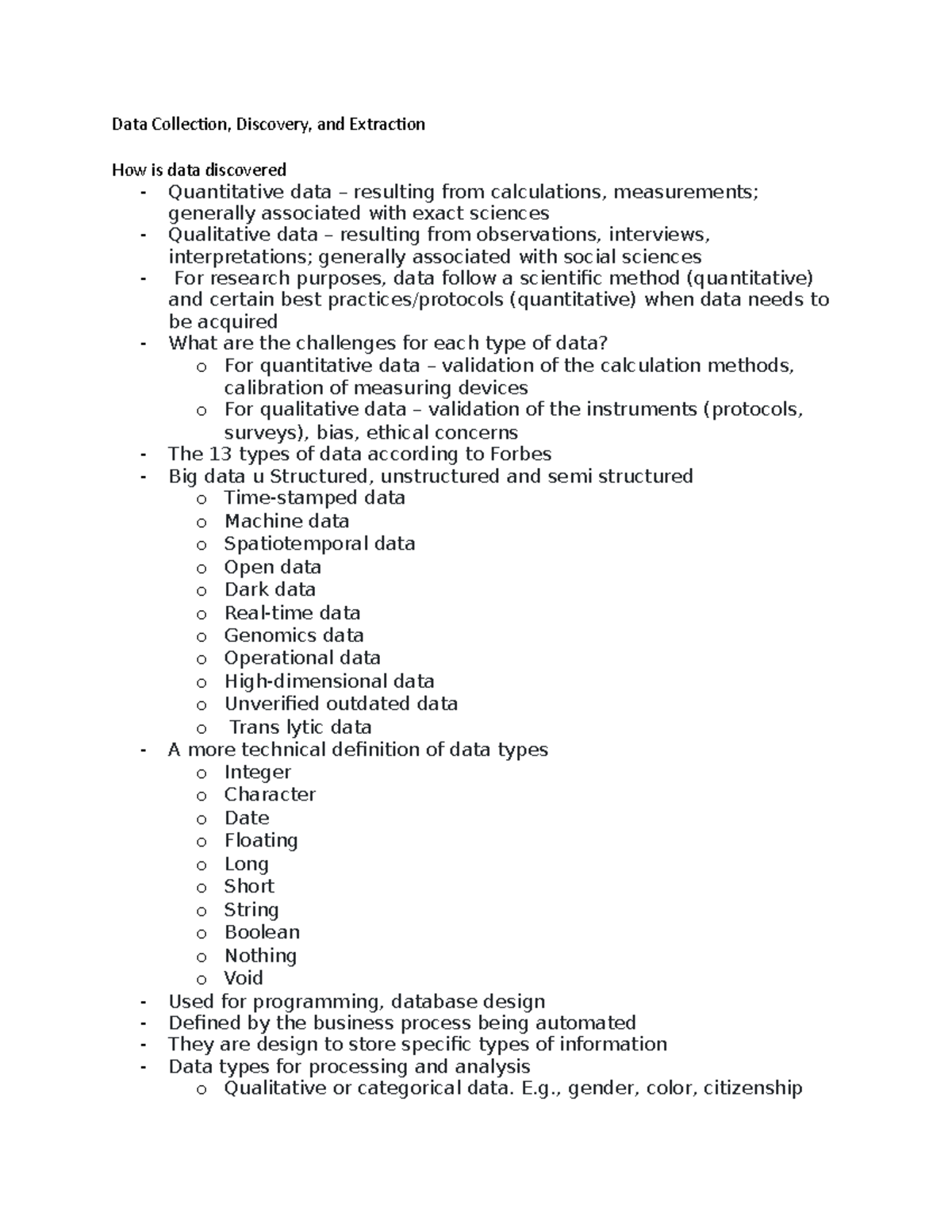 Data Collection Notes - Data Collection, Discovery, And Extraction How ...