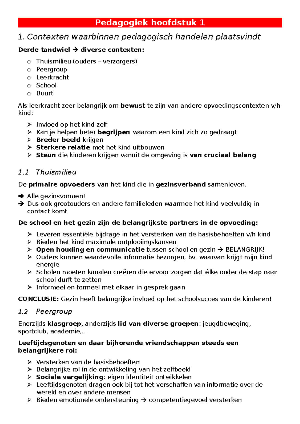 Samenvatting Hoofdstuk 1 Pedagogisch Handelen - Pedagogiek Hoofdstuk 1 ...