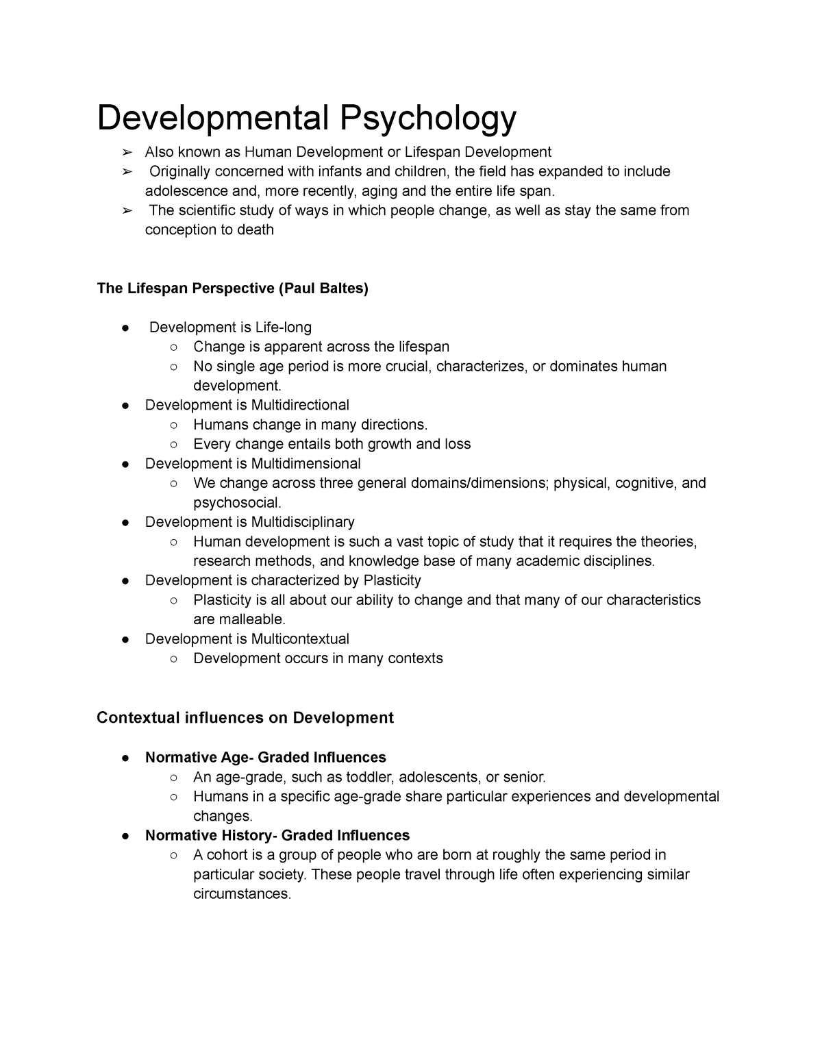 assignments for developmental psychology