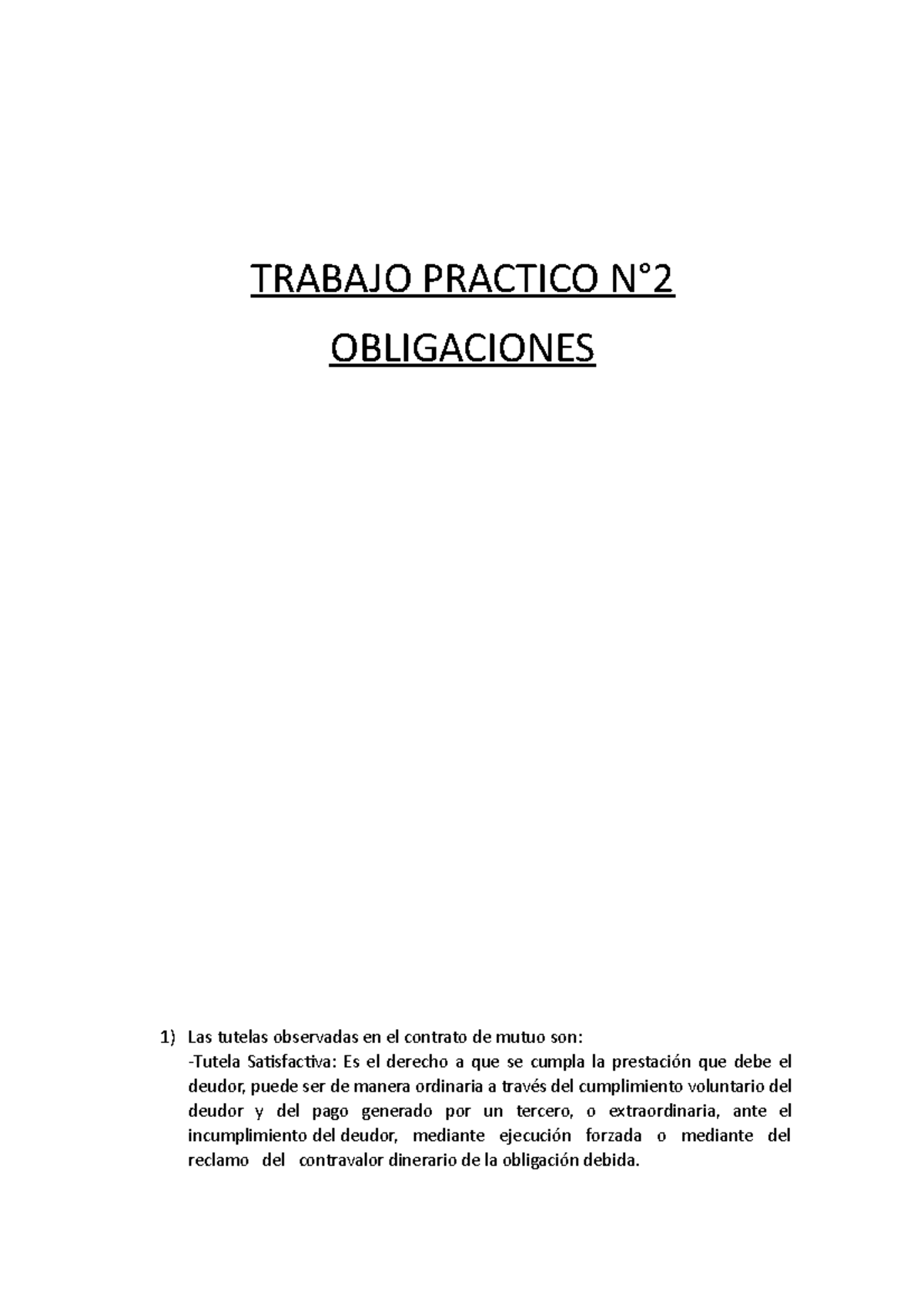 Tp 2 Obligaciones Trabajo Trabajo Practico N° Obligaciones Las Tutelas Observadas En El 3557