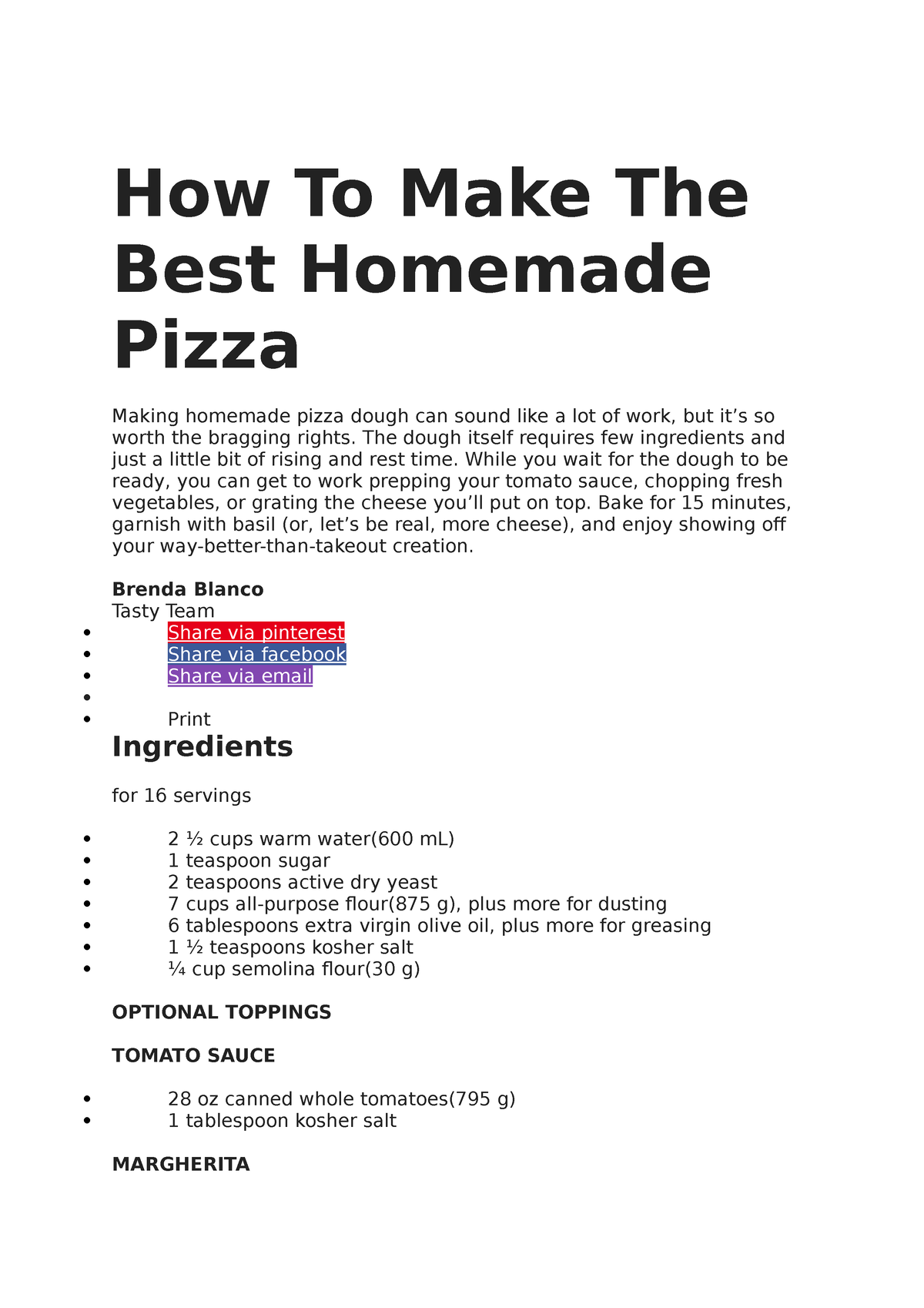 essay on how to make pizza