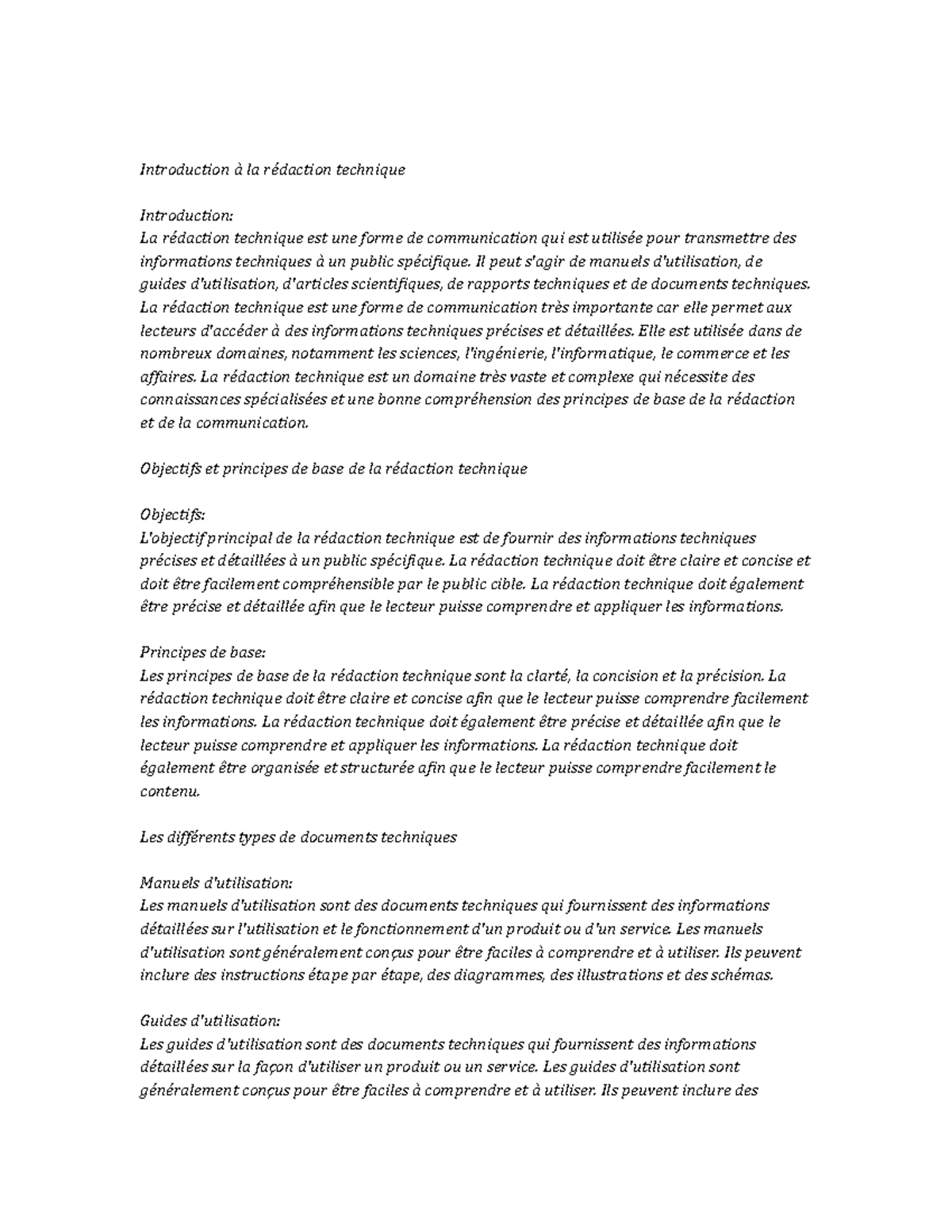 Technical Writing Study Notes - Introduction à la rédaction technique ...