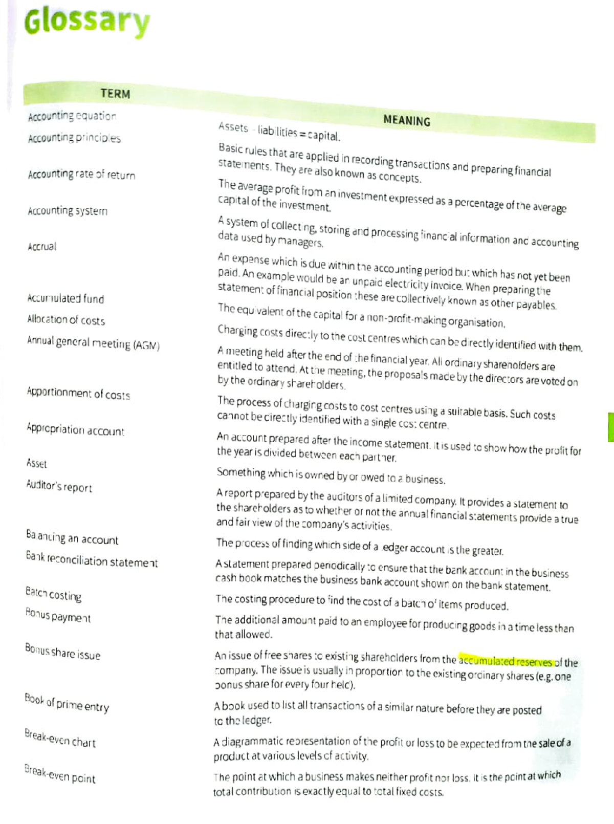 Acc terms - Hajabsbsbbbajajajans - Glossary TERM ACcounting equation ...