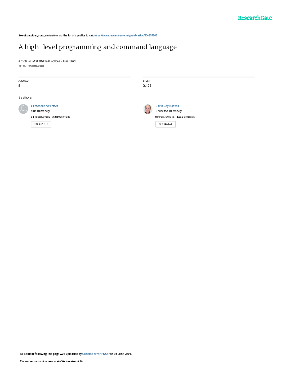 A high-level programming and command language - See discussions, stats ...