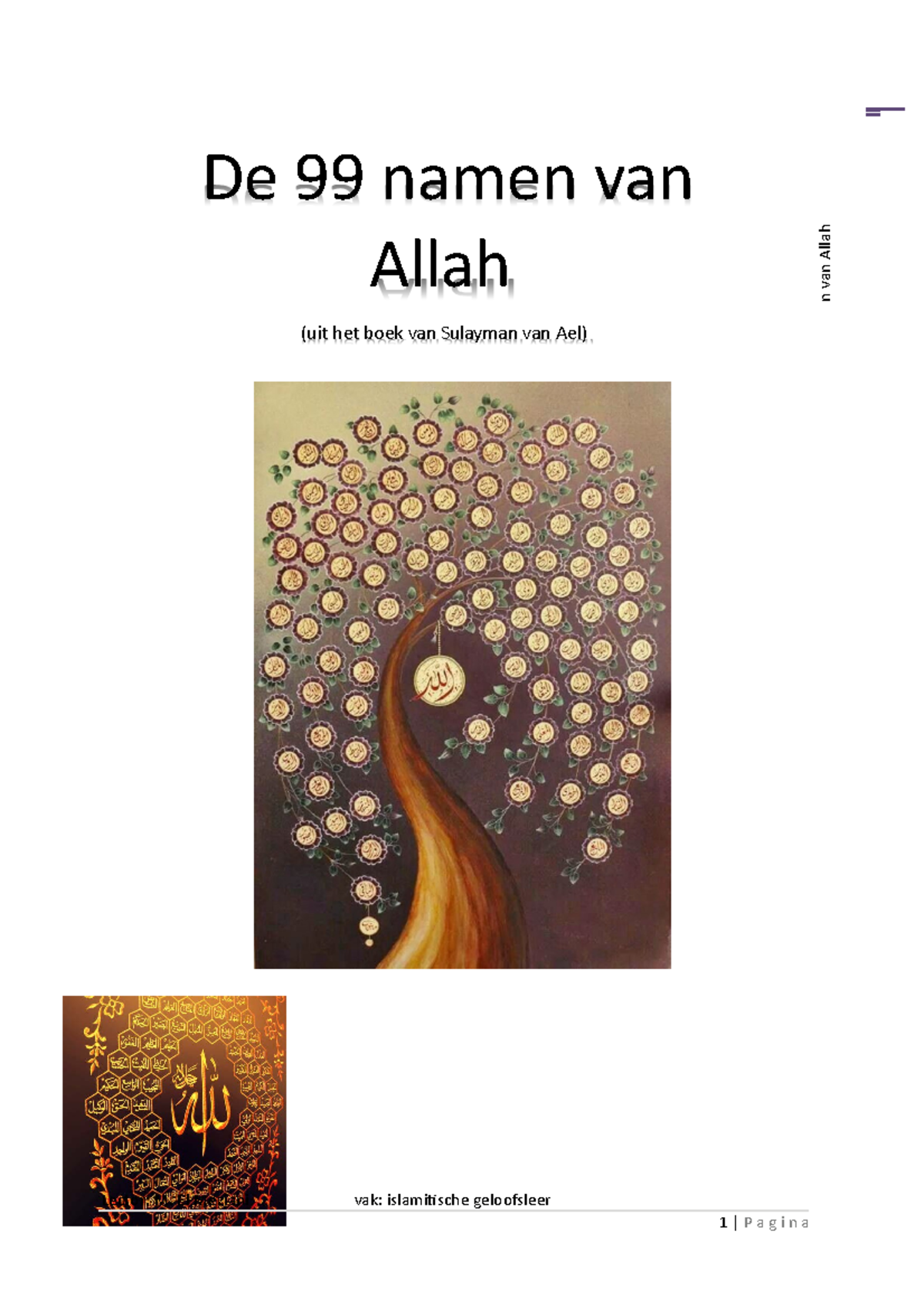 Bundel de 99 namen van Allah De 99 namen van Allah en van Allah (uit het boek van Sulayman van