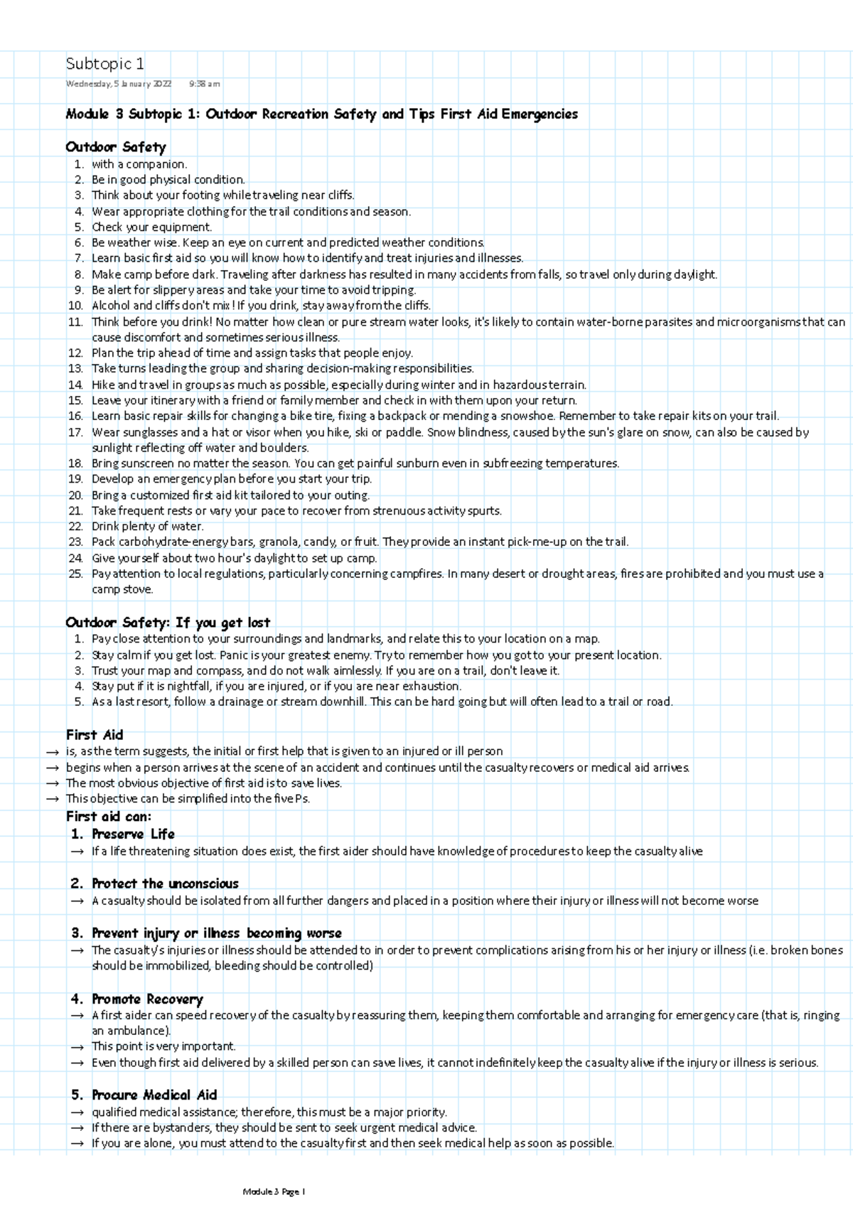 PHYSICAL EDUCATION 4 REVIEWER - Module 3 Subtopic 1: Outdoor Recreation ...