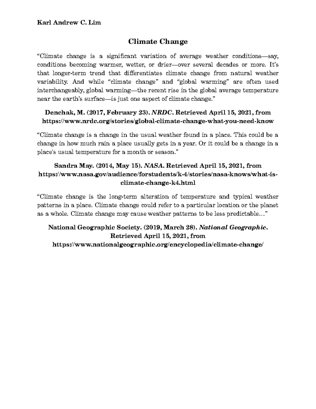 ASS Intertext AND Hypertext - Climate Change “Climate change is a ...