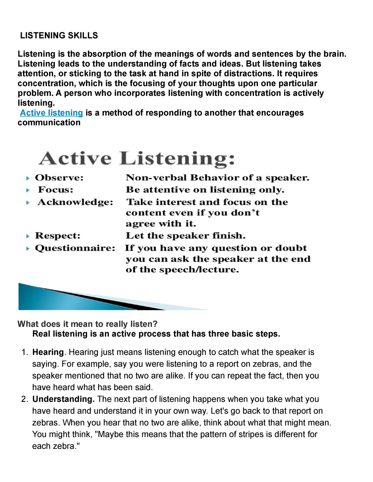 write and essay on listening skills