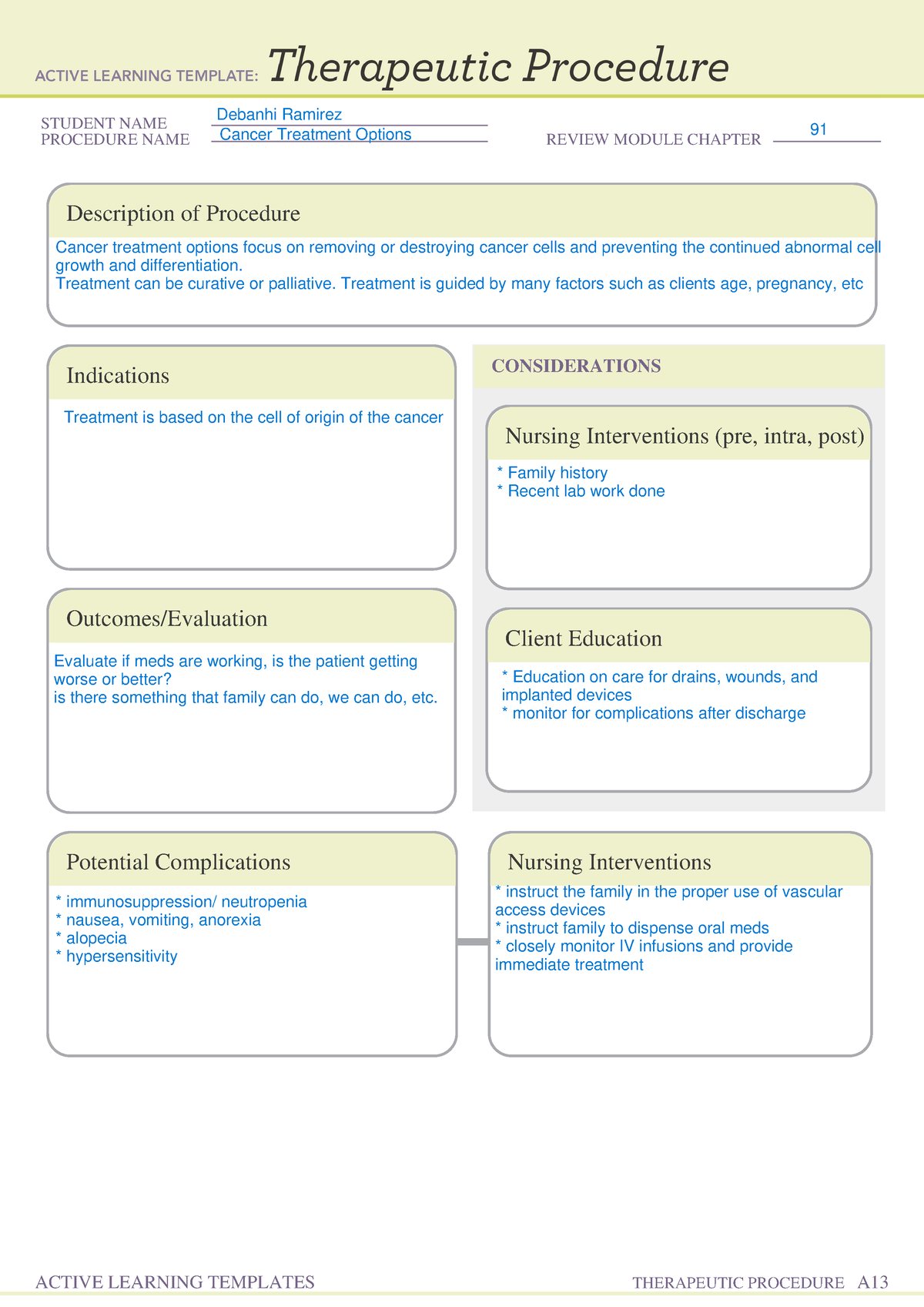 Cancer treatment options concept map b - NUR 355 - STUDENT NAME ...