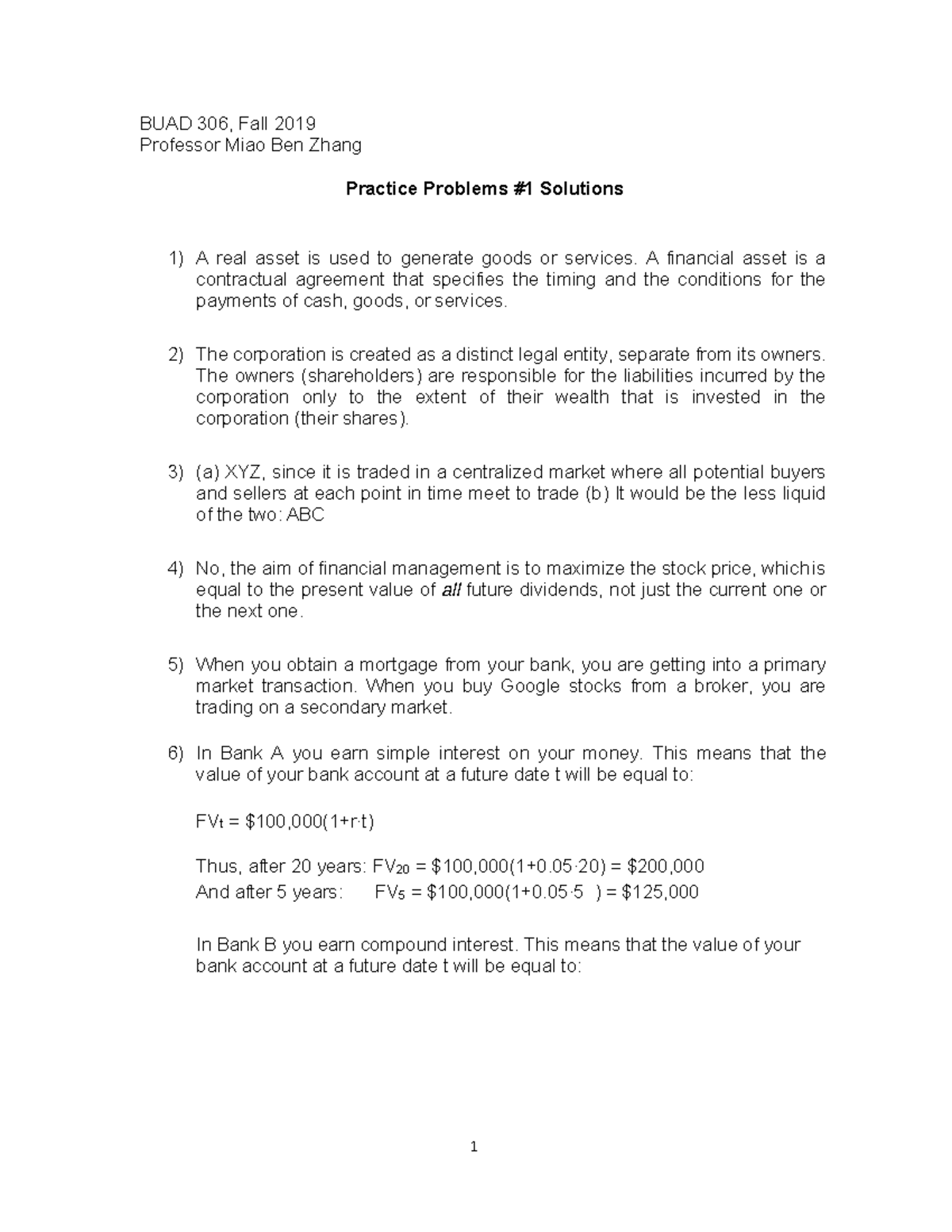 Practice exam 1 - Warning: TT: undefined function: 32 BUAD 306, Fall ...