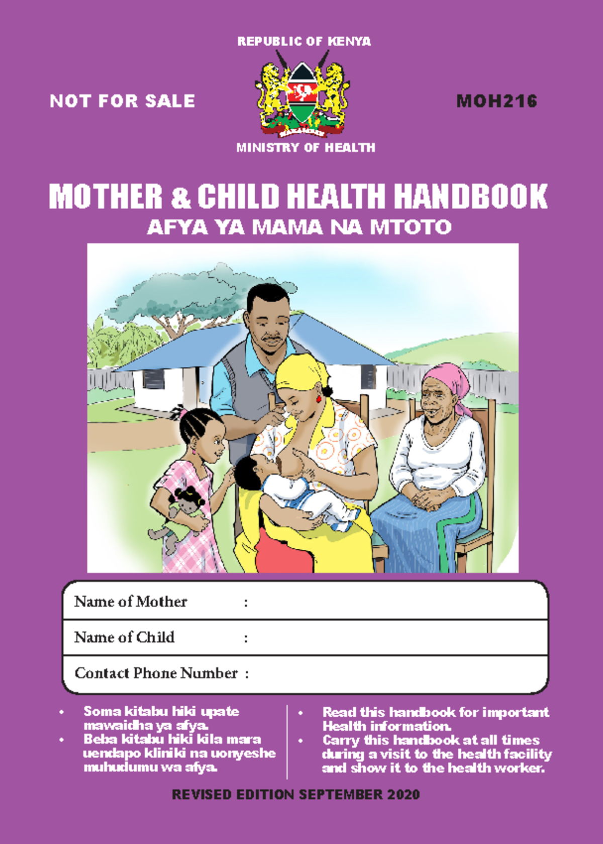 Mother Child Health Handbook MOH September 2020 REVISED EDITION