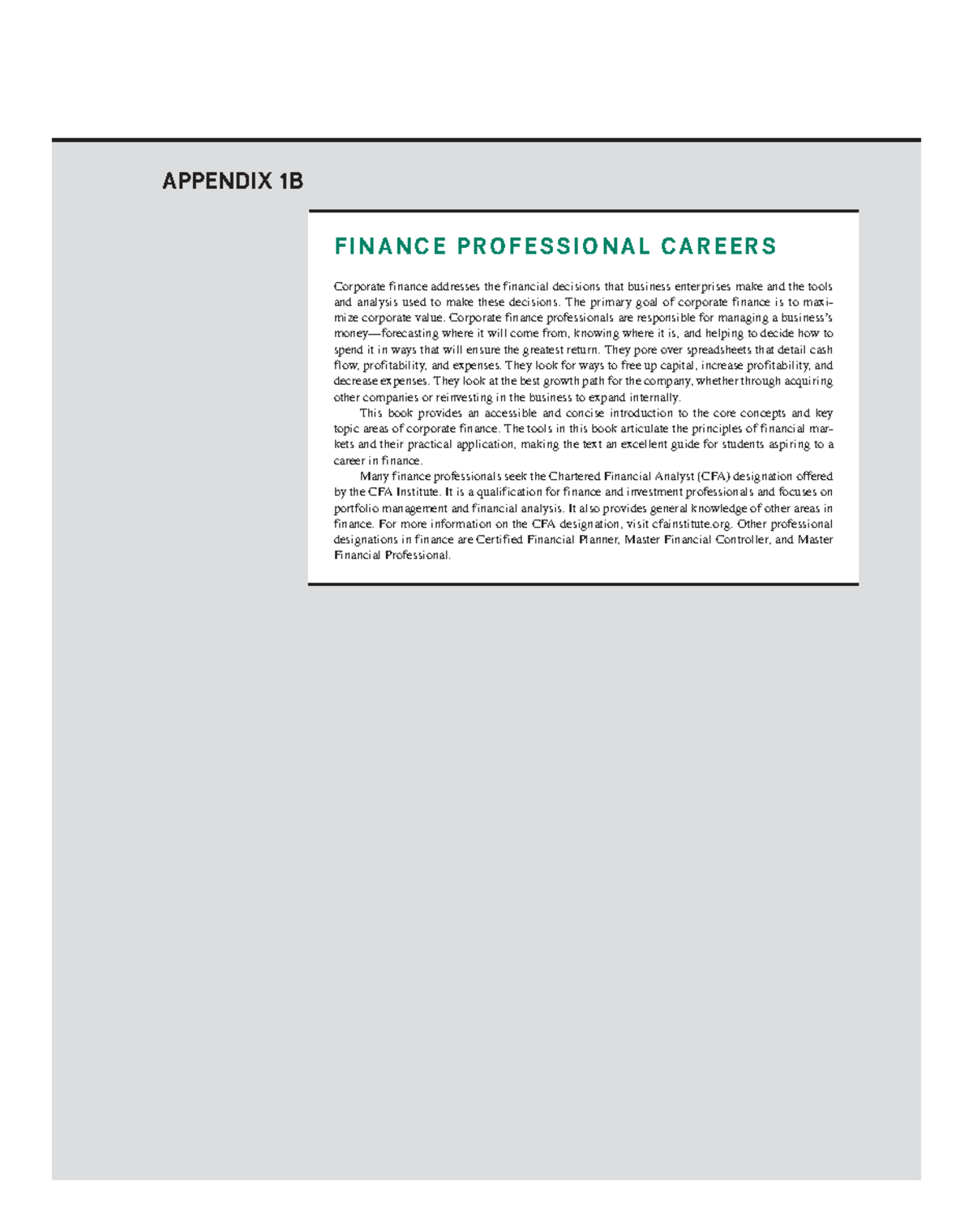 Ross CF 8ce Appendix 1B B1 - FINANCE PROFESSIONAL CAREERS Corporate ...