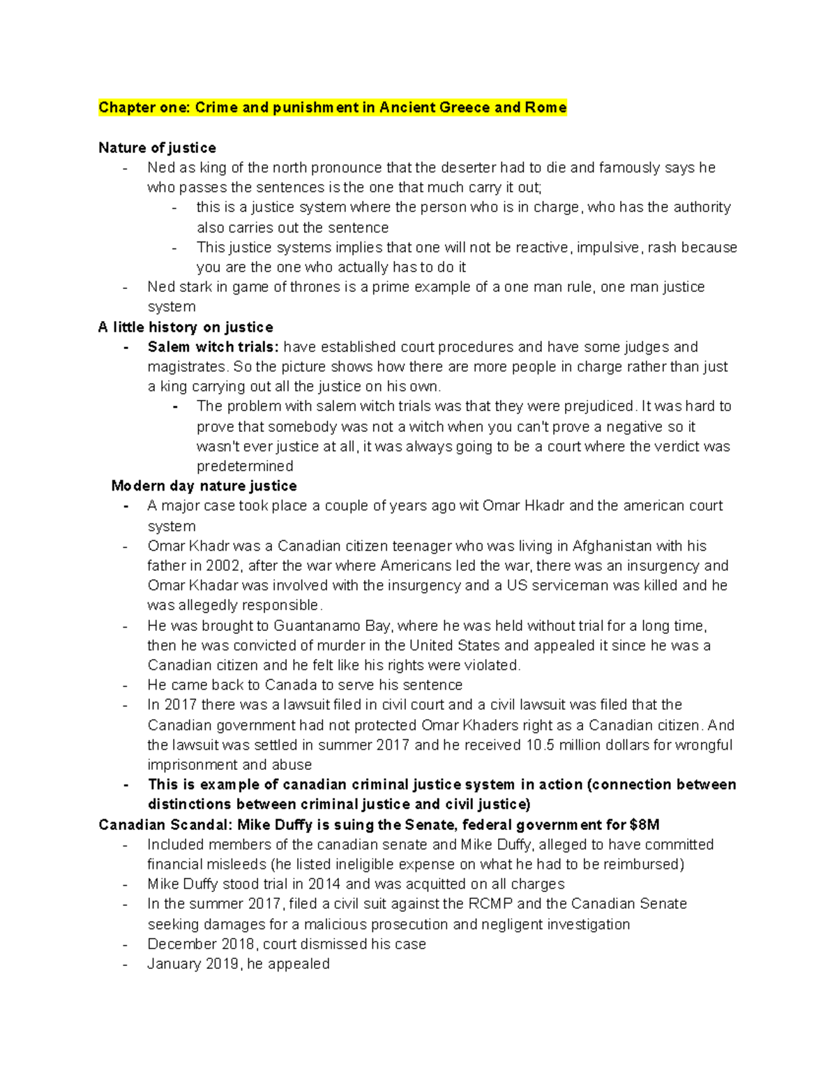 Classics 2301B - classcis notes - Chapter one: Crime and punishment in ...