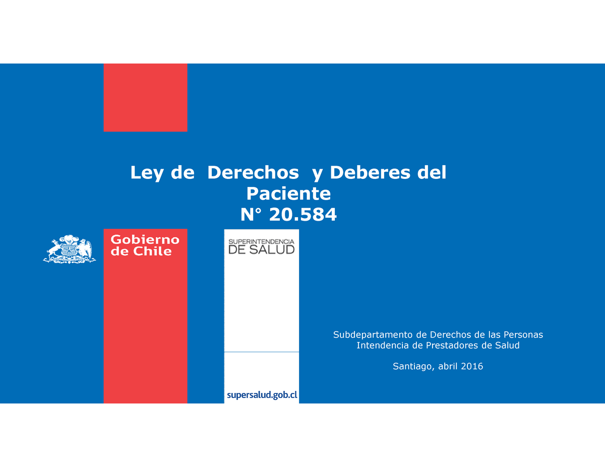 Ley De Derechos Y Deberes De Los Pacientes Superintendencia De Salud Ley De Derechos Y Deberes 8703