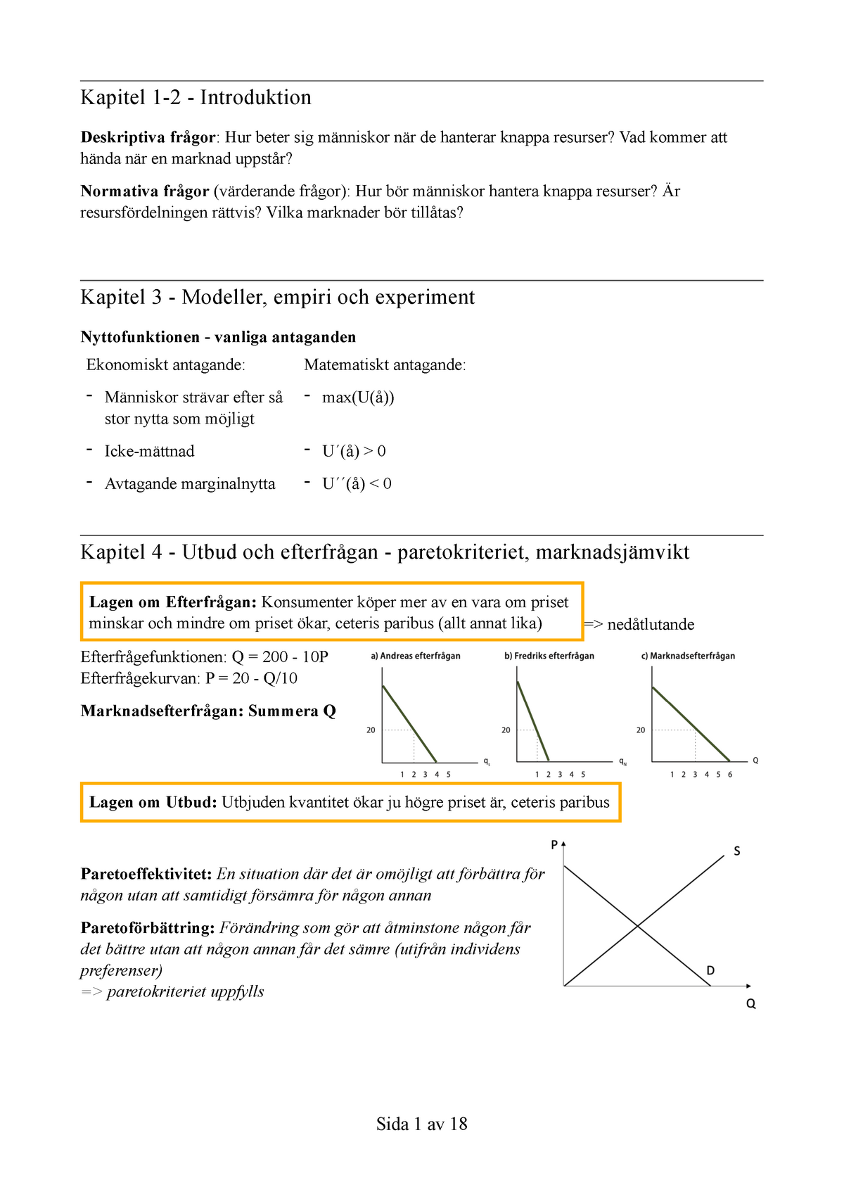 Mikroekonomi - Formelblad För Hela Kursen Att Ha Under Tenta - Kapitel ...