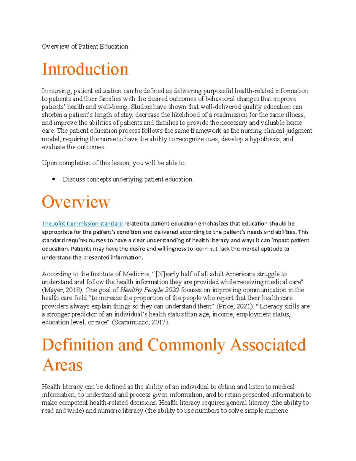 225 SP Overview of Patient Education - Overview of Patient Education ...