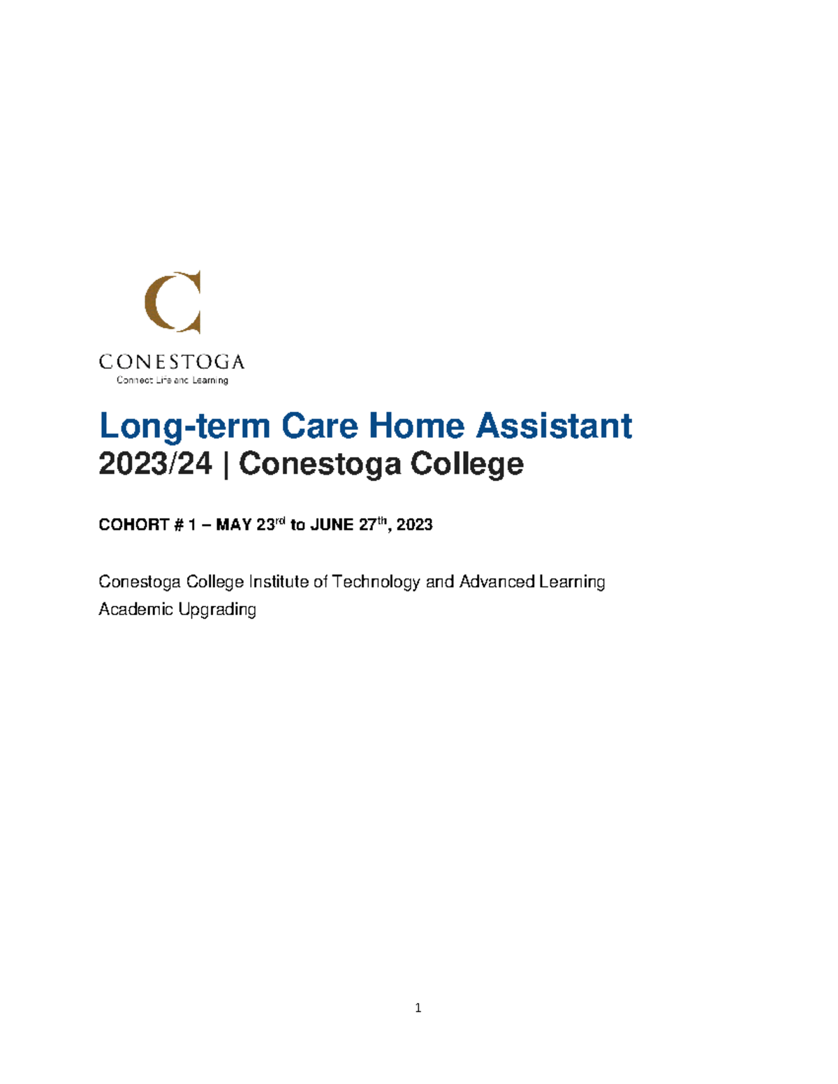 Ltcha Student Handbook May 2023 Longterm Care Home Assistant 2023/24