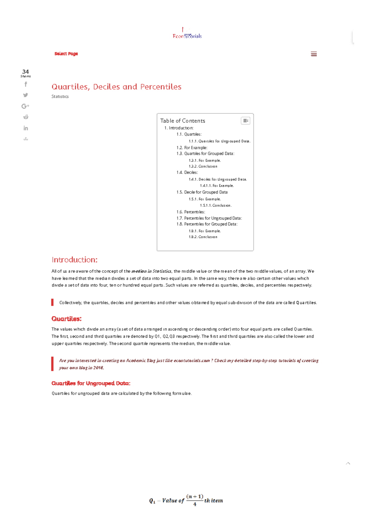 Quartiles, Deciles And Percentiles Economics - Quartiles, Deciles And ...