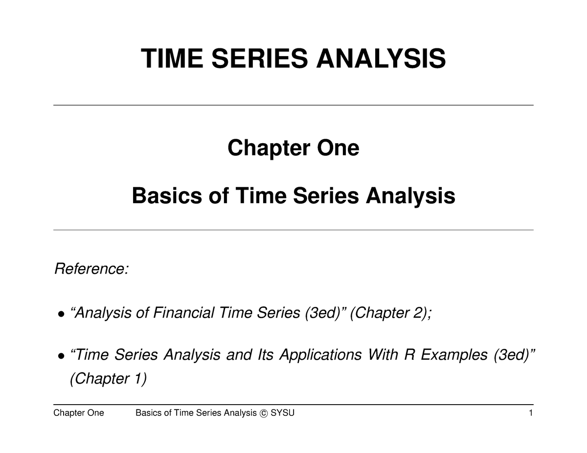 Chap1-Basics Of Time Series Analysis - TIME SERIES ANALYSIS Chapter One ...