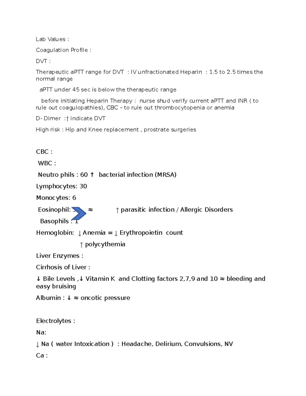 Lab Values sdfds Lab Values Coagulation Profile DVT