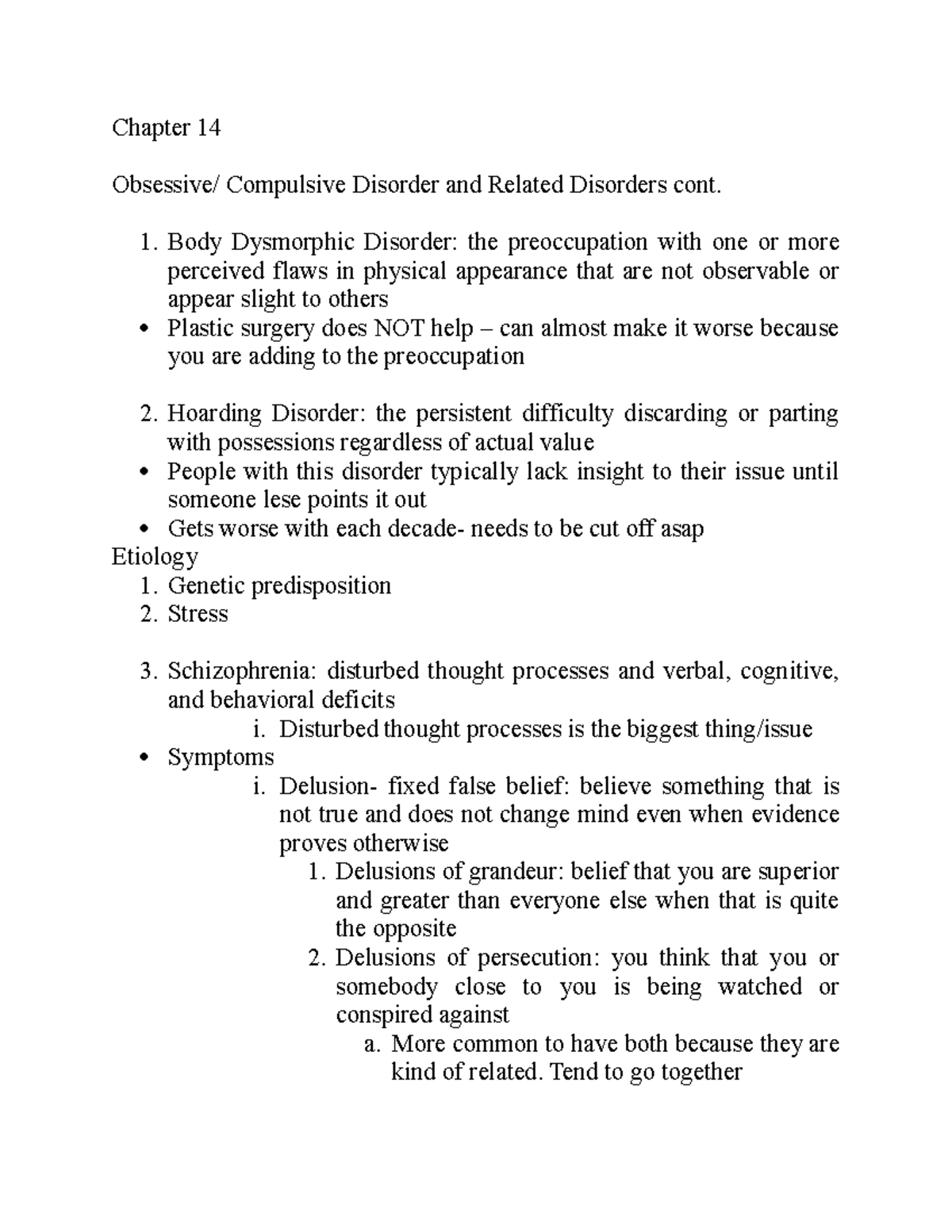 Chapter 14 Notes - PSYCH 201 - Intro To Psychology - Clemson - StuDocu