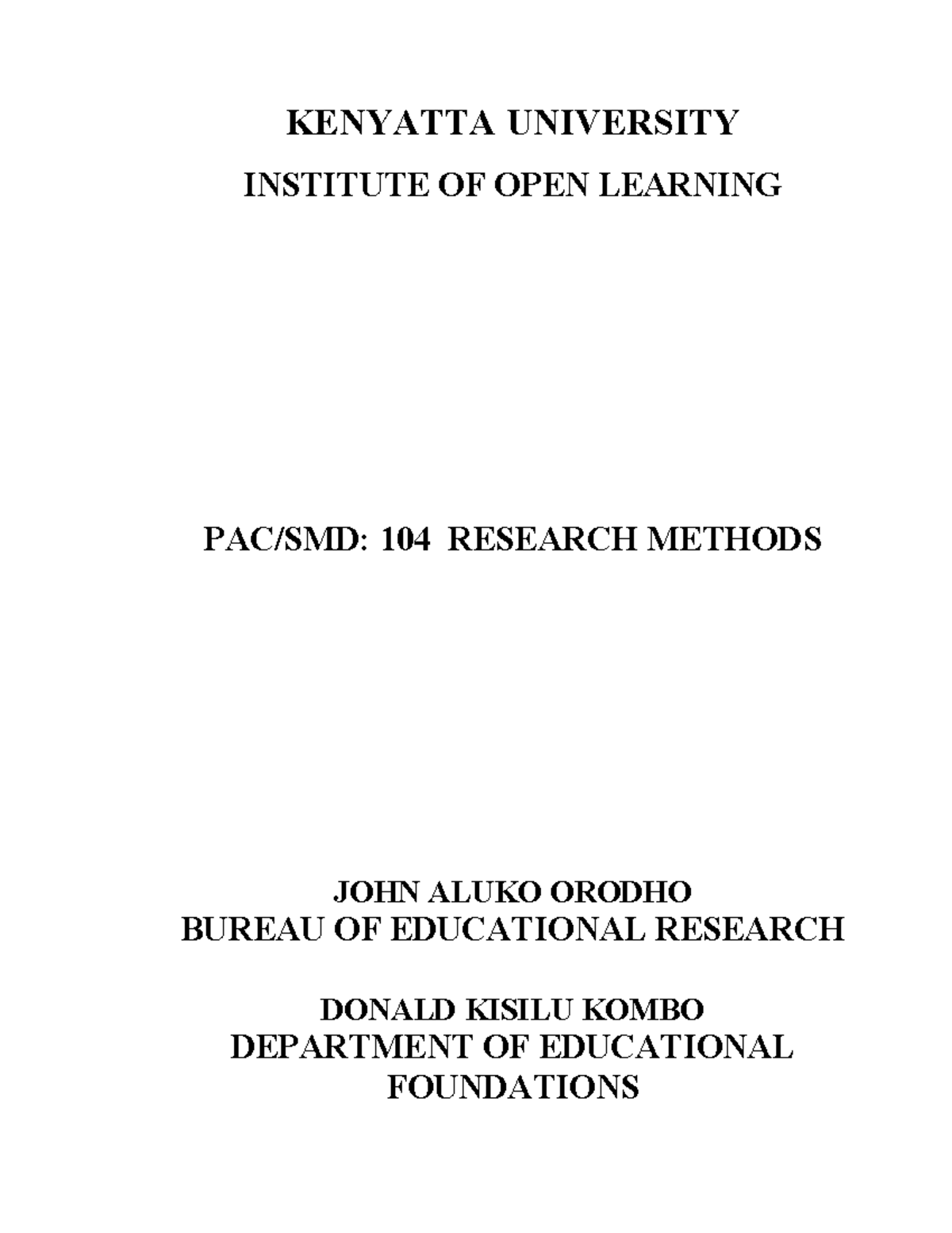 EMP 724 research methods KENYATTA UNIVERSITY INSTITUTE OF OPEN