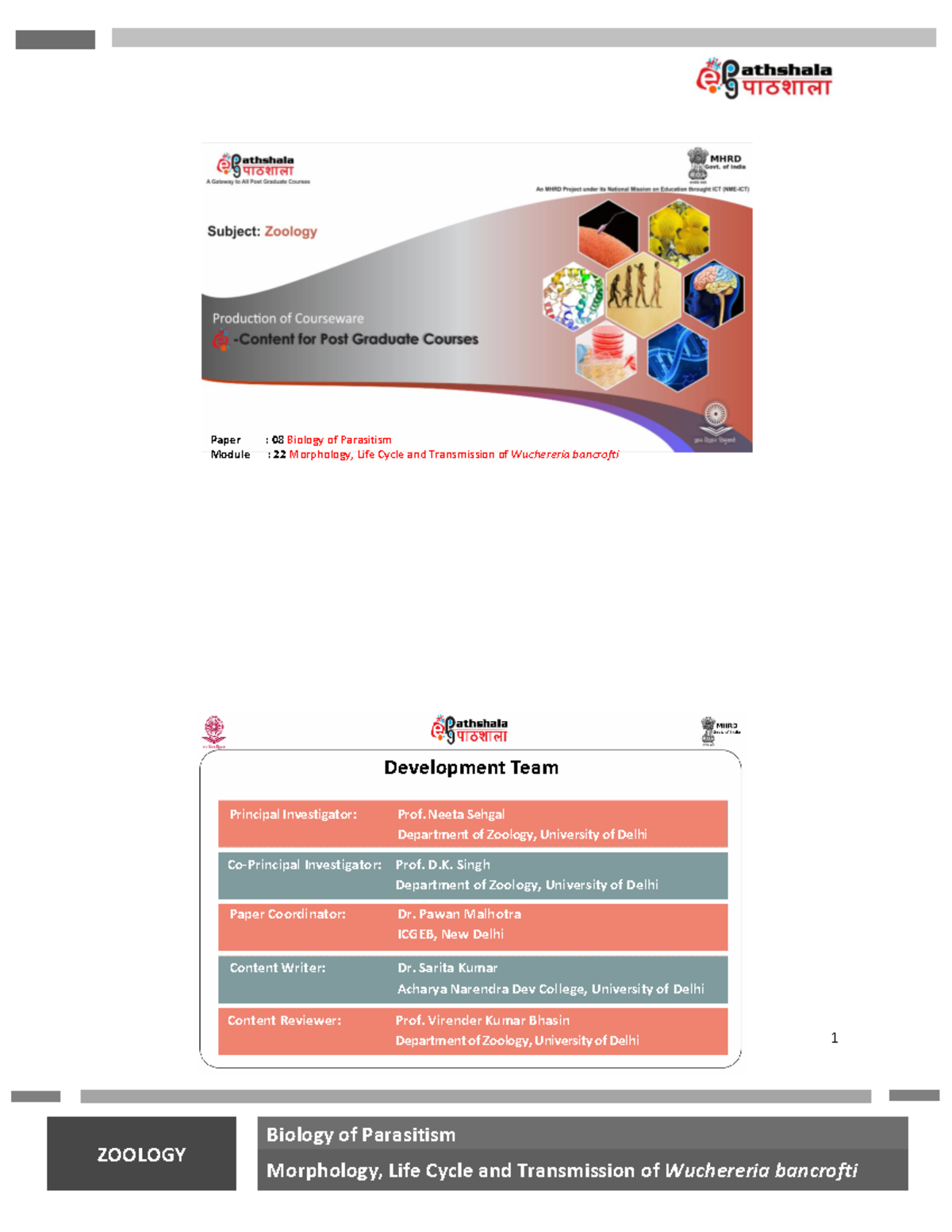 Morphology,Life Cycle and Transmission of Wuchereria bancrofti Quad 1