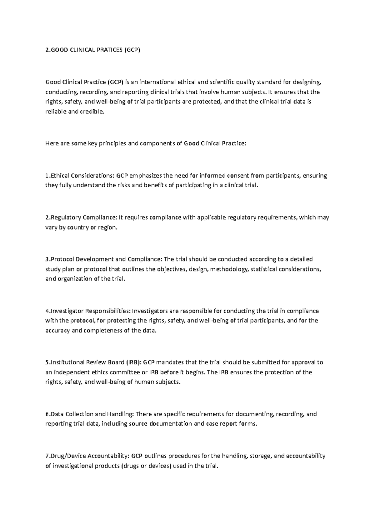 GCP Guidelines - 2 CLINICAL PRATICES (GCP) Good Clinical Practice (GCP ...