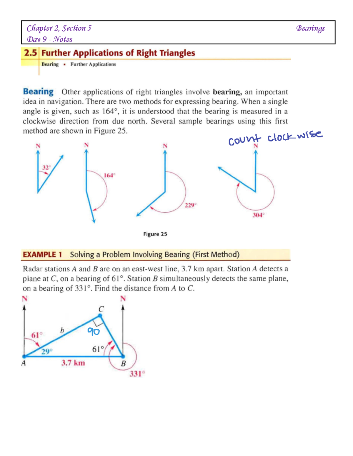 Chapter 2 Day 9 Notes (2.5 Bearings) Chapter 2, Section 5 Bearings