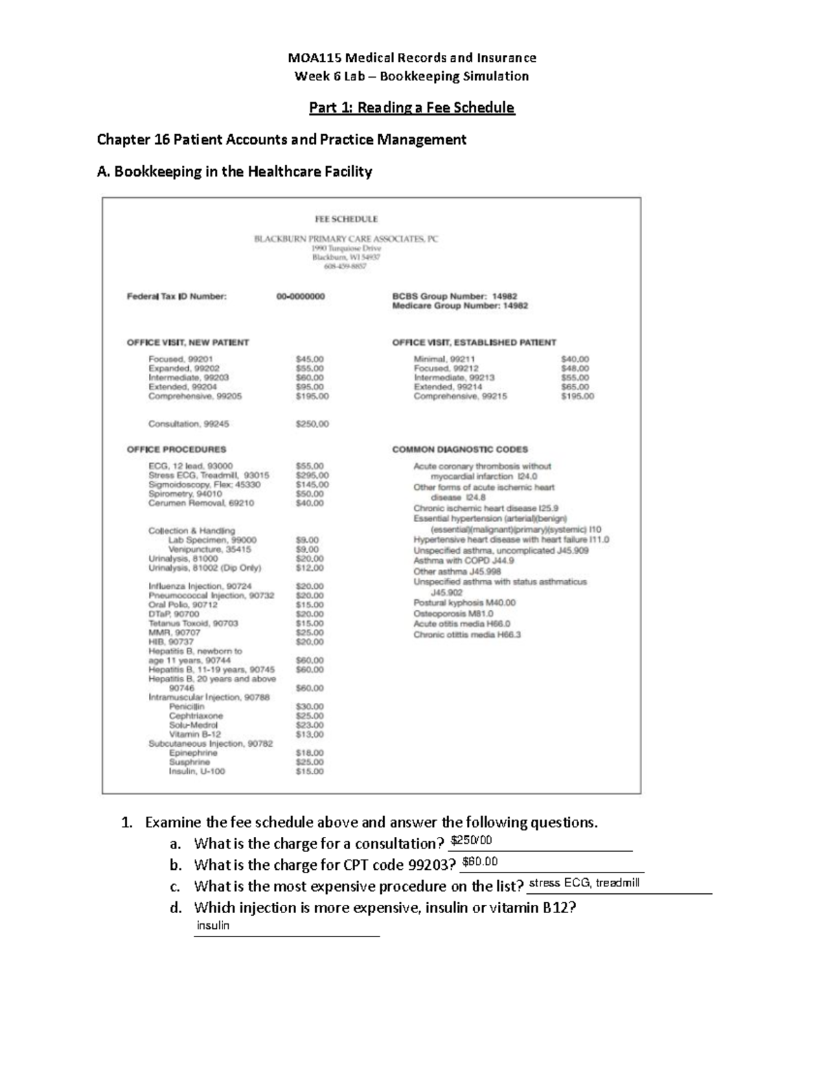 MOA115 WK 6 Assignments - MOA115 Medical Records And Insurance Week 6 ...