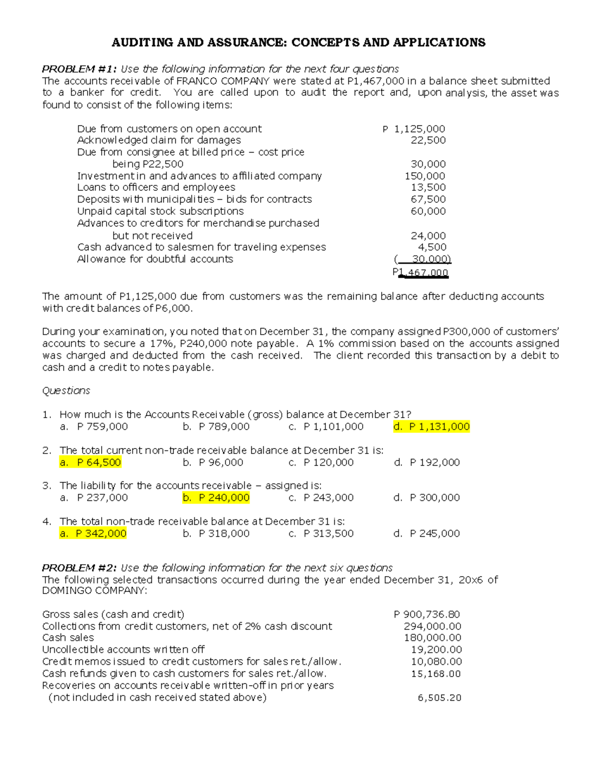 Aud - concepts and application - AUDITING AND ASSURANCE: CONCEPTS AND ...