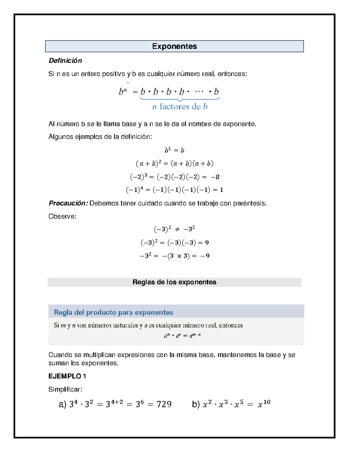 Exponentes (1) (3) (1) - Doc De Matemáticas 112 - Exponentes Definición ...