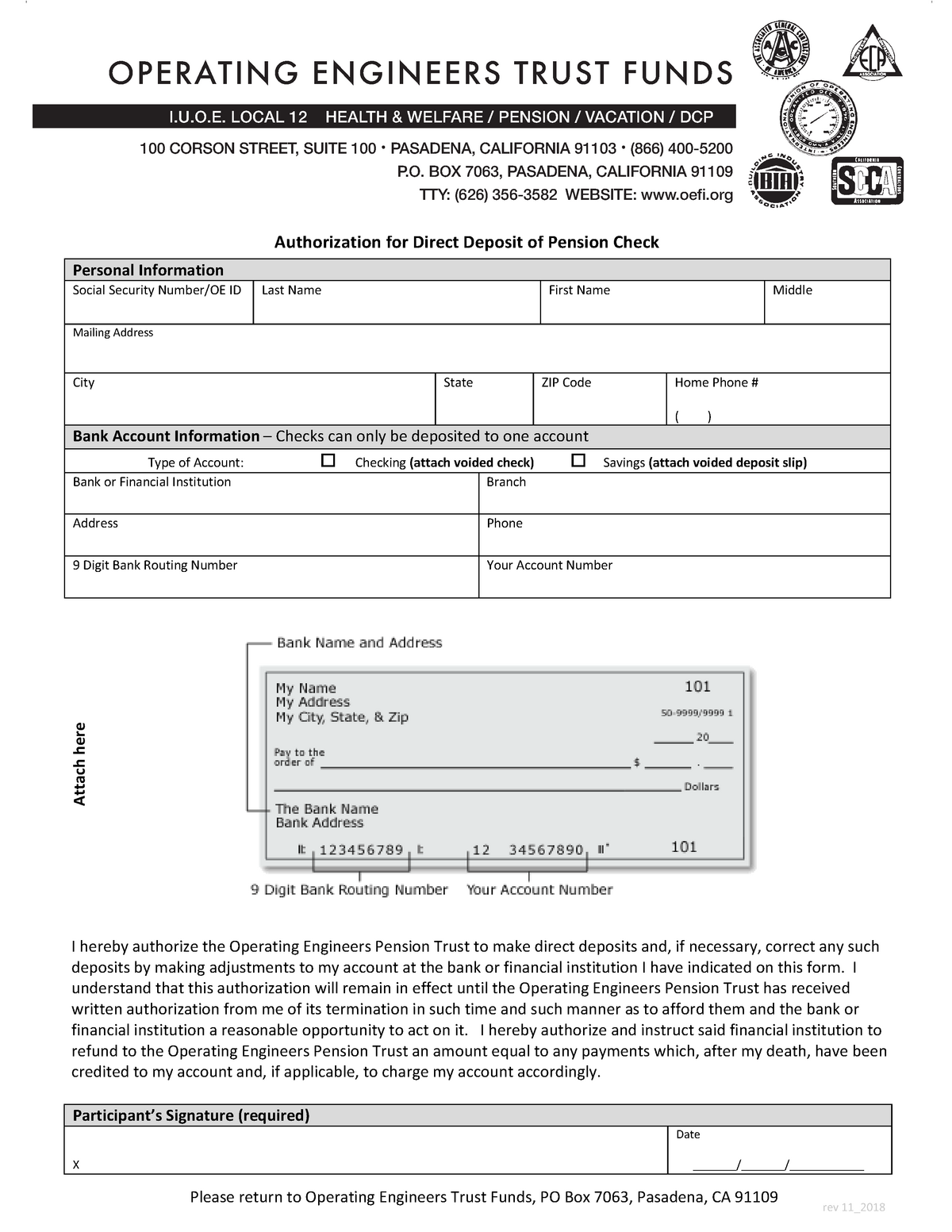 HewhehwbwbHdhshs Authorization for Direct Deposit of Pension Check