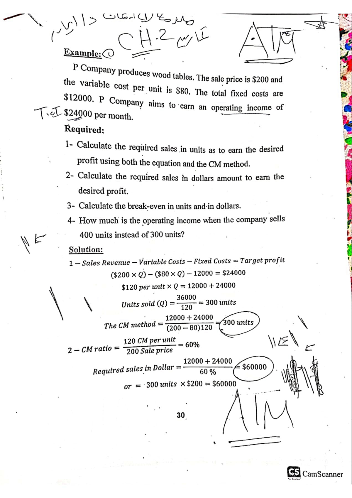Very important summarized and solved Questions in ch2 Break even ...