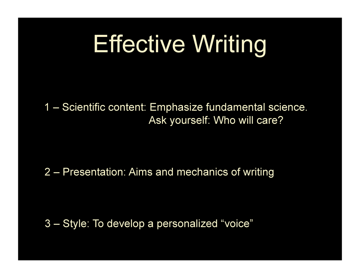 How To Effective Writing - Effective Writing 1 – Scientific Content ...