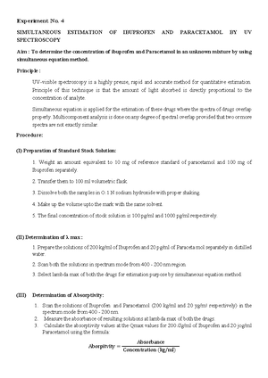 Experiment No 3 - medicinal chemistry practical - Experiment No. 3 ...