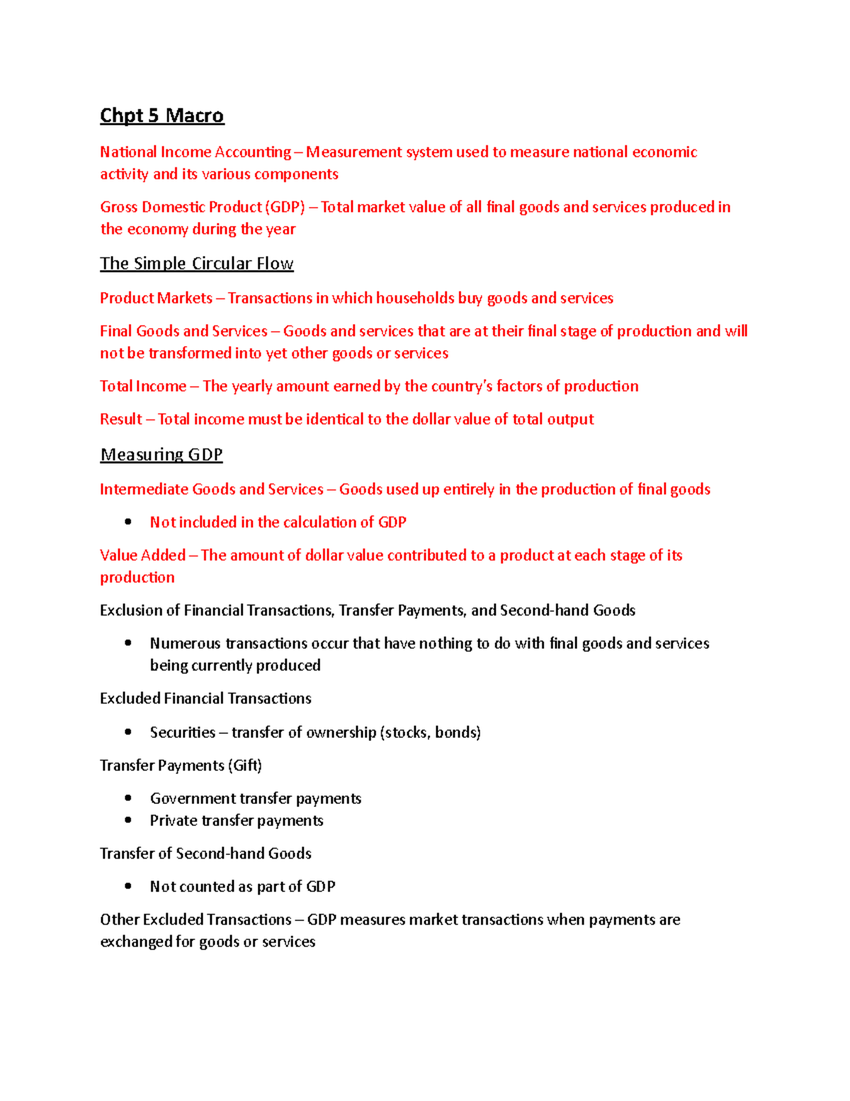 Chapter 5 Lecture Notes - Chpt 5 Macro National Income Accounting ...