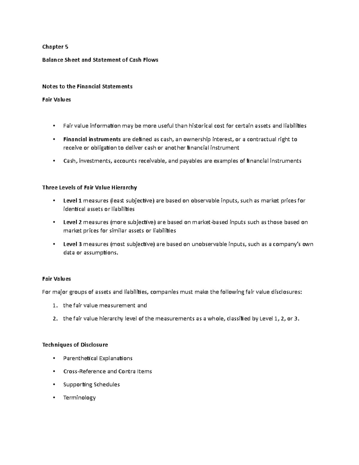 Chapter 5 Lecture Notes 8 - Chapter 5 Balance Sheet and Statement of ...