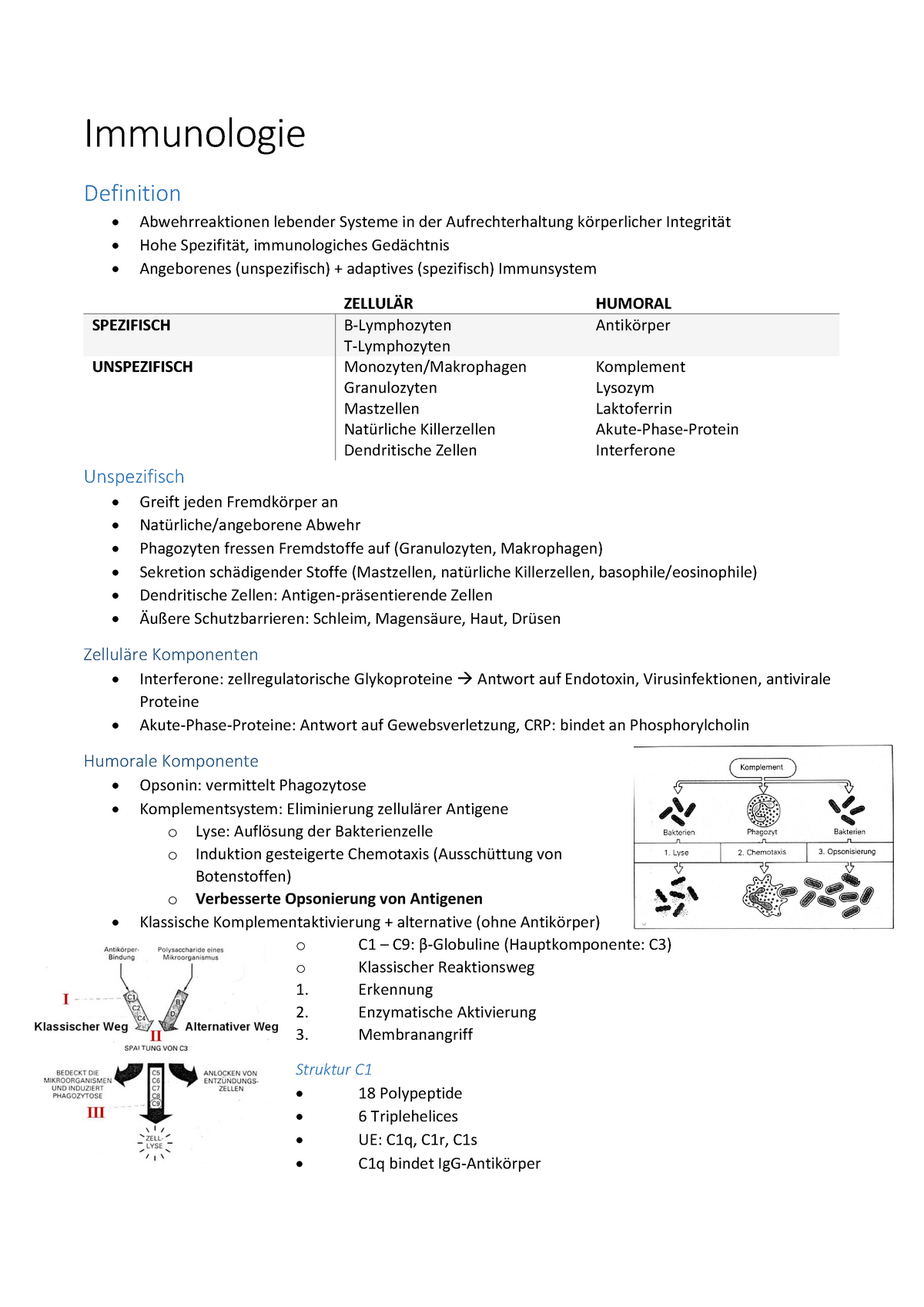 Immunologie - Zusammenfassung Grundlagen Der Biochemie - Immunologie ...