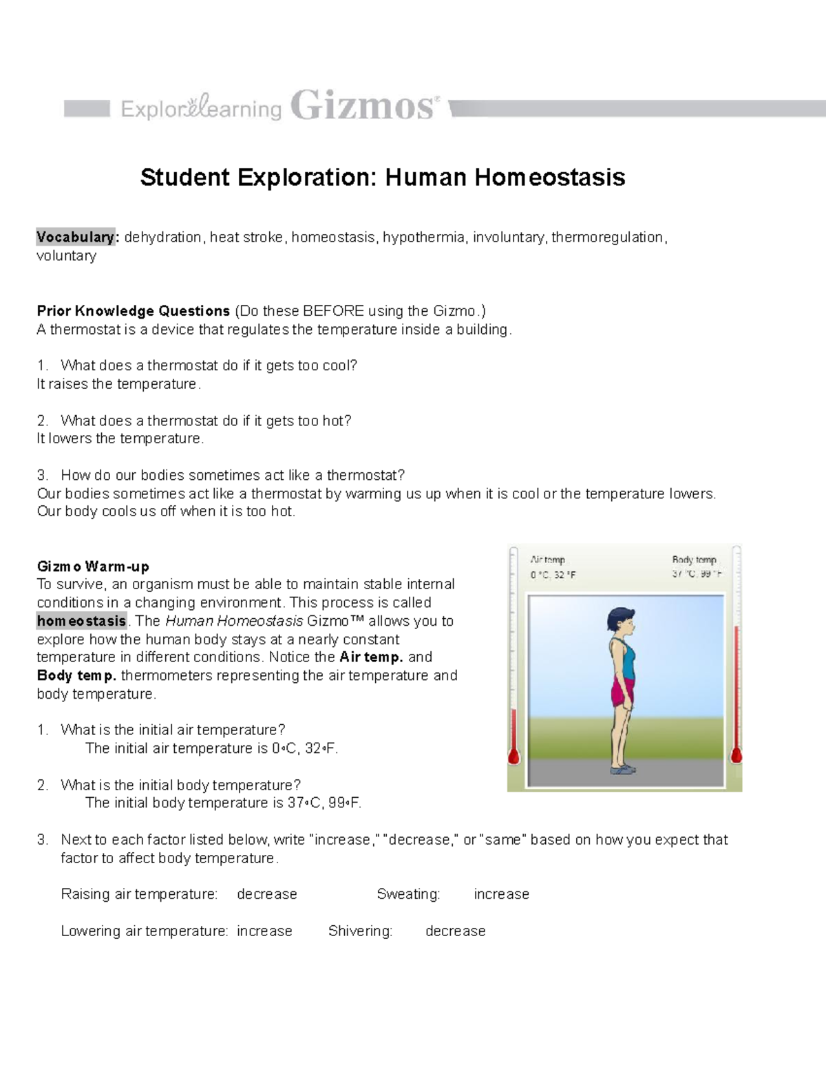 Copy of Copy of U5,C1, Assignment #2 Human Homeostasis - Danielle Case ...
