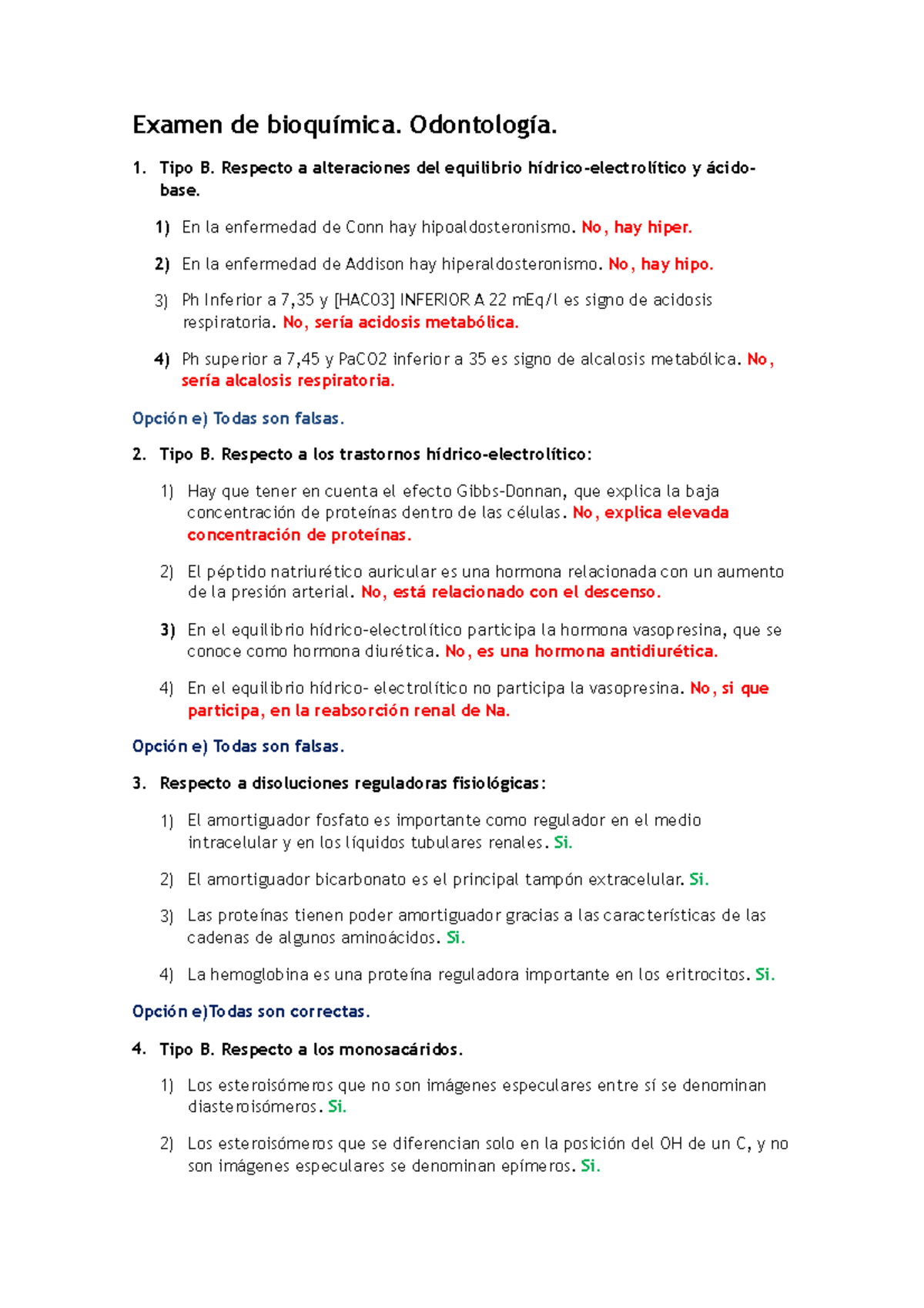 Examen Bioquímica - Respuestas - Examen De 1. Tipo B. Respecto A ...