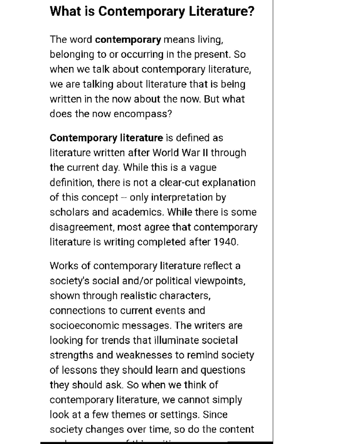review-of-contemporary-literature-ba-english-studocu