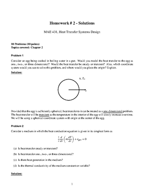 Transient Conduction Equations - MAE 431 - Studocu