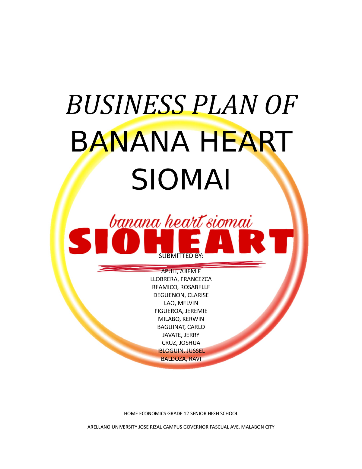 siomai business plan sample