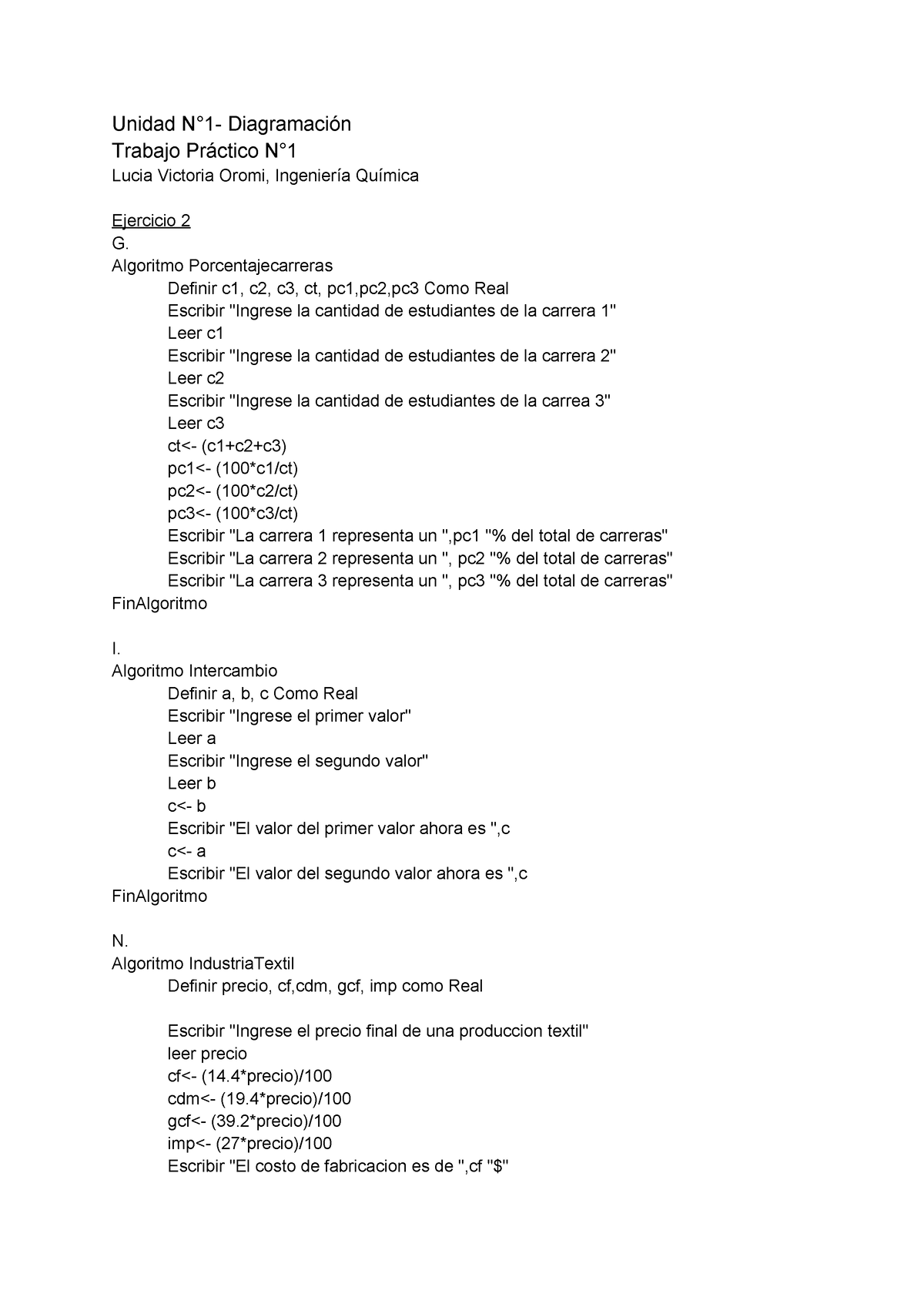 Tp1 Fundamentos De Informatica Unidad N°1 Diagramación Trabajo